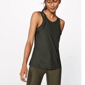 Lululemon In Your Pace Tank Top Dark Olive Sz 8 Activewear